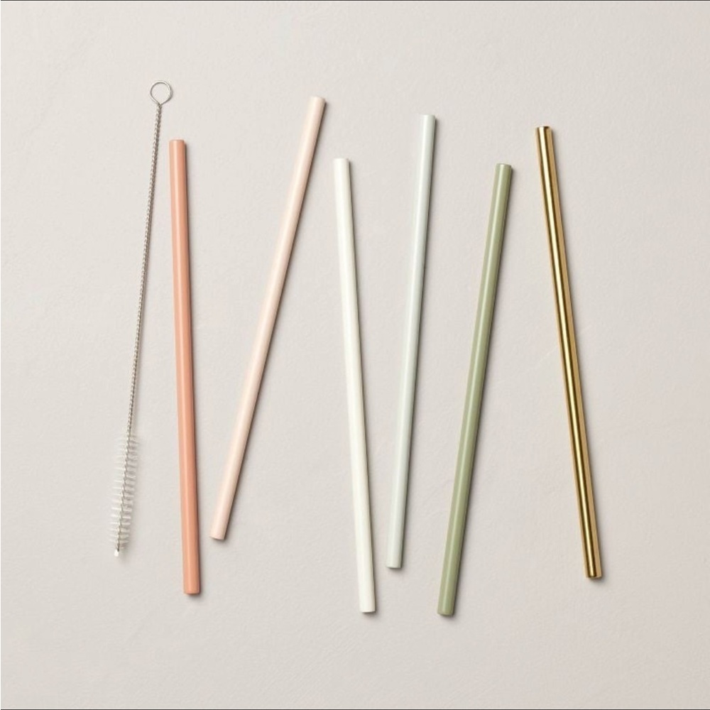 8" Reusable Metal Straws (Pack of 6) + Cleaning Straw - Hearth & Hand